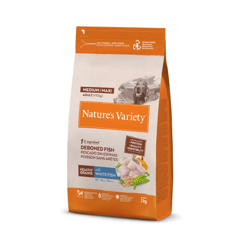 Nature'S Variety Pienso Para Perros, Medium, Con Pescado Blanco, Natural, 3 kg