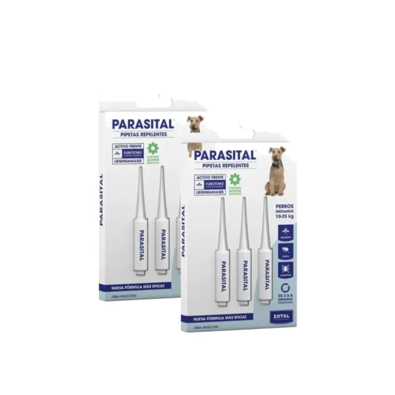 Zotal Parasital Pack 2 x 3 Pipetas Antiparasitario Perros Medianos 10-25 Kg