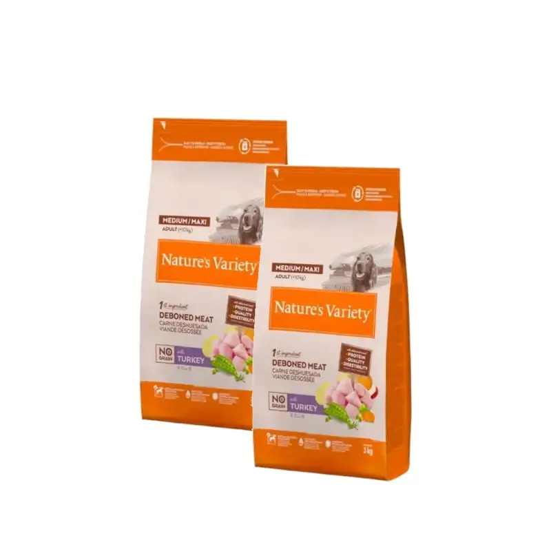 Nature's Variety Perros Medium Turkey Sin Cereales Pack 2 x 12 kg