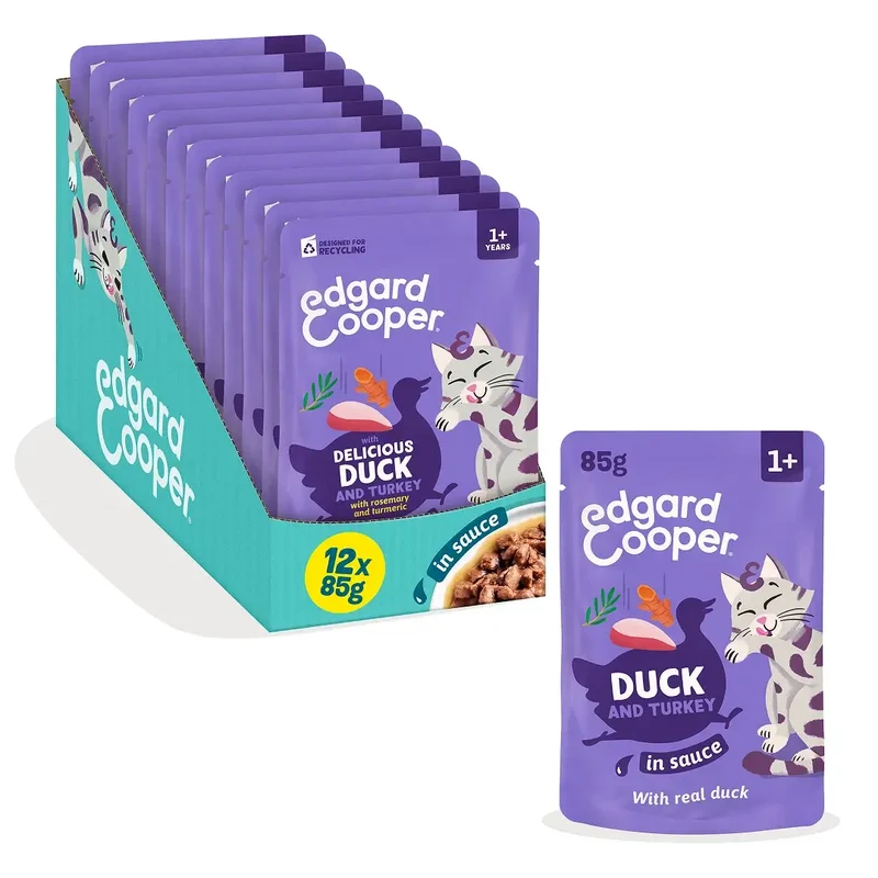 Edgard & Cooper Pato & Pavo En Salsa Adulto, 12x85 gr