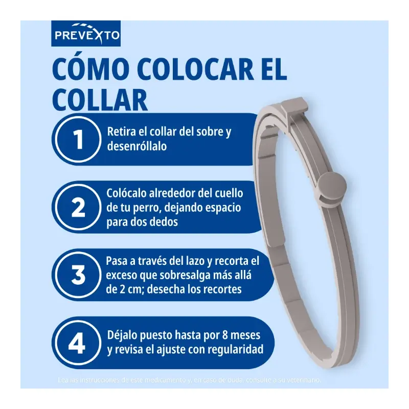 Prevexto collar antiparasitario para perros de más de 8kg, 70cm