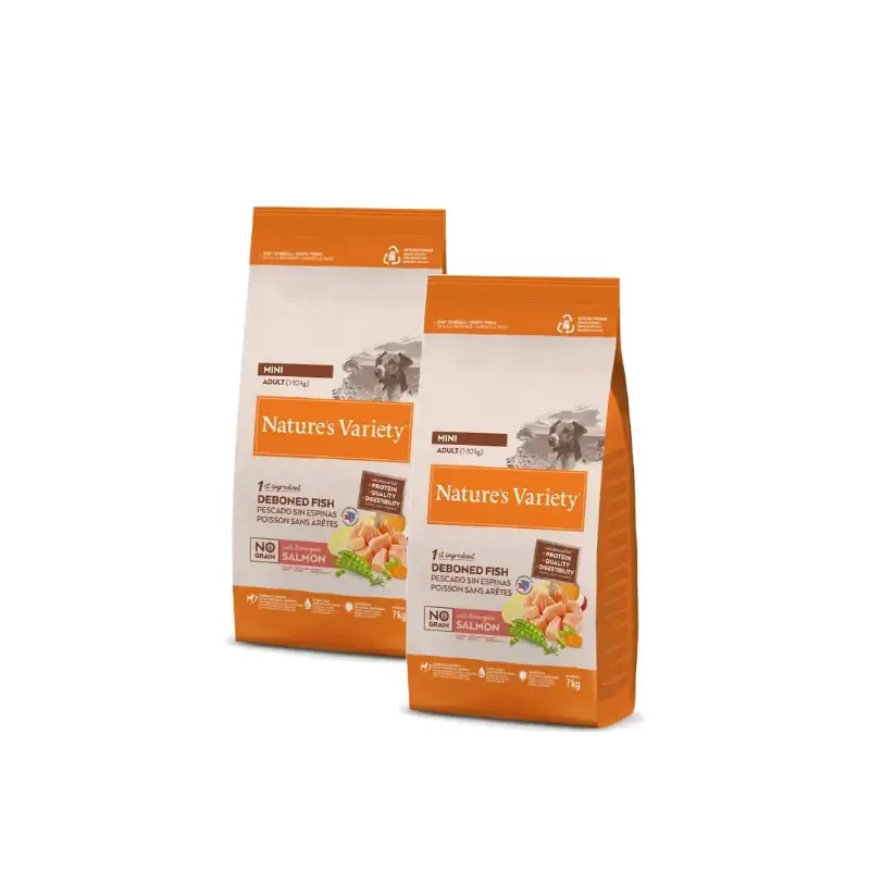 Nature's Variety Original Adult Mini Salmón Pienso Perros 7 kg, pack 2