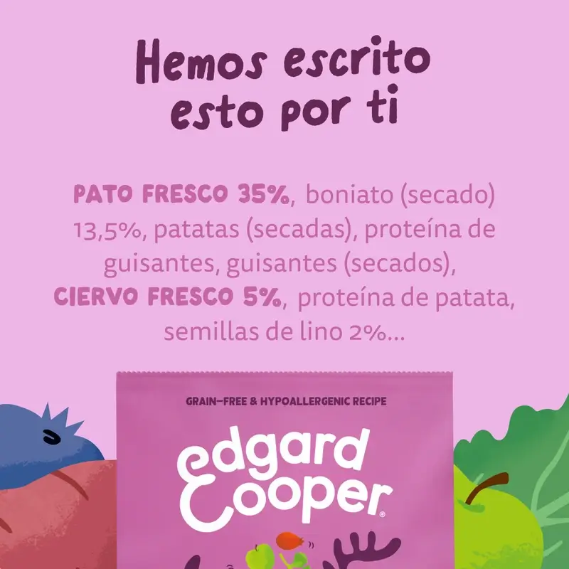 Edgard & Cooper Pienso Para Perros Adultos Medianos Con Venado Y Pato Frescos , 7 kg
