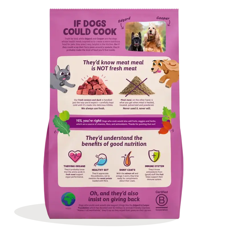 Edgard & Cooper Pienso Para Perros Adultos Medianos Con Venado Y Pato Frescos , 1 kg
