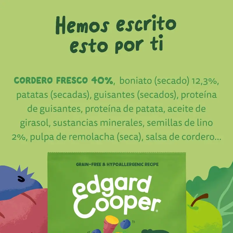 Edgard & Cooper Pienso Para Perros Adultos Mini Con Cordero Fresco , 3 kg