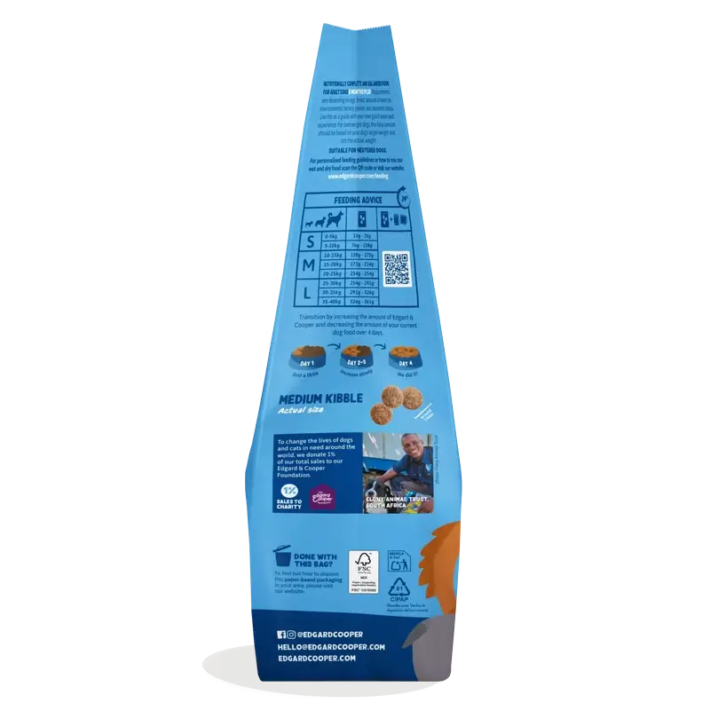 Edgard & Cooper Pienso Para Perros Adultos Medianos Con Salmón Fresco , 1 kg