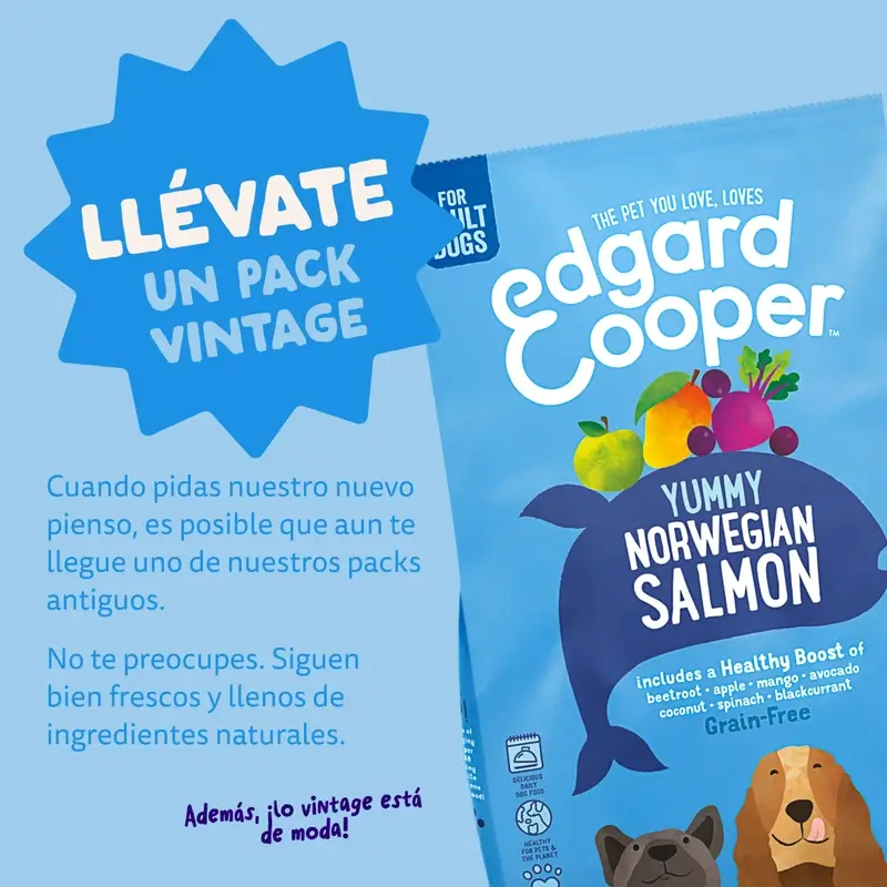 Edgard & Cooper Pienso Para Perros Adultos Medianos Con Salmón Fresco , 1 kg