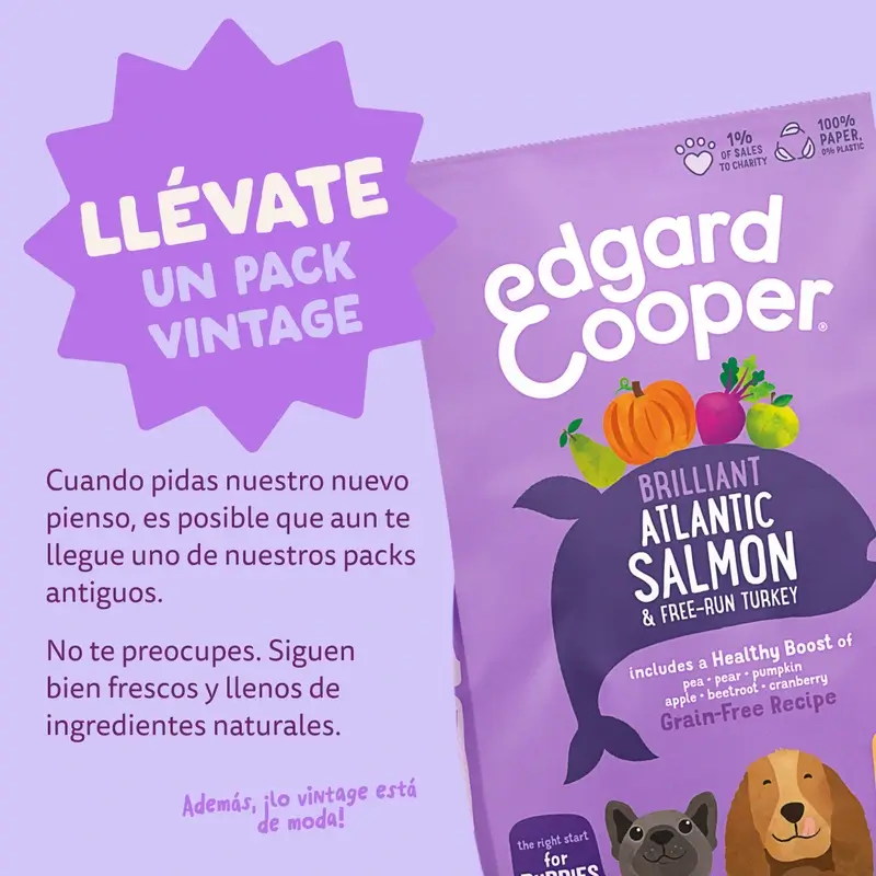 Edgard & Cooper Pienso Para Cachorros Grandes Con Salmón Y Pavo Frescos , 12 kg