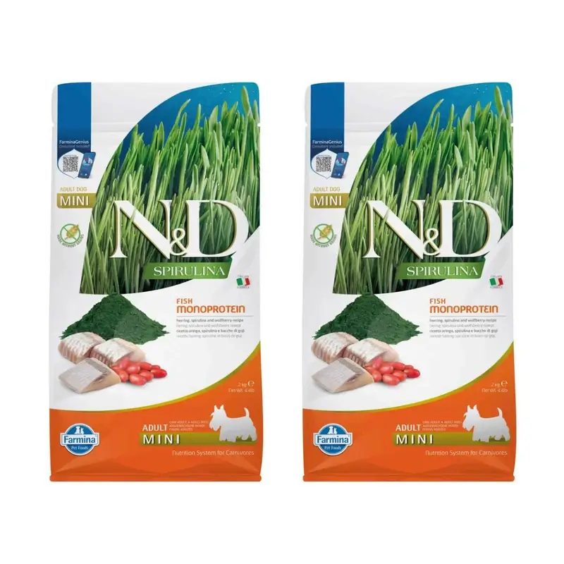 Farmina N&D Dog Spirulina Mini Arenque 2Kg, Pack De 2
