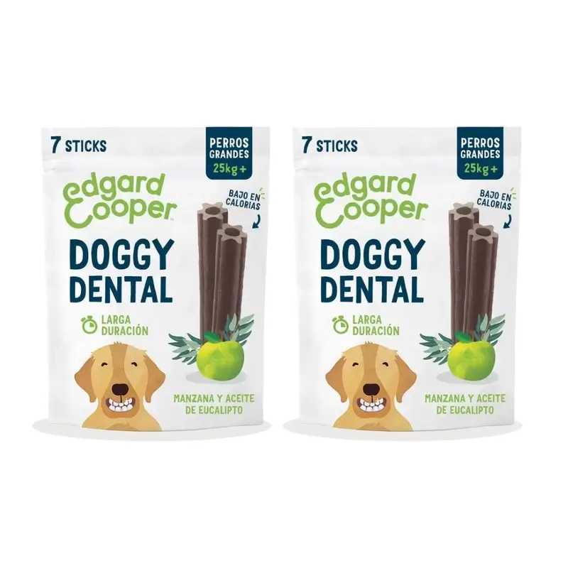 Edgard & Cooper Snack Dental Perros Adultos 8X255G Manzana Y Eucalipto Grande, Pack De 2